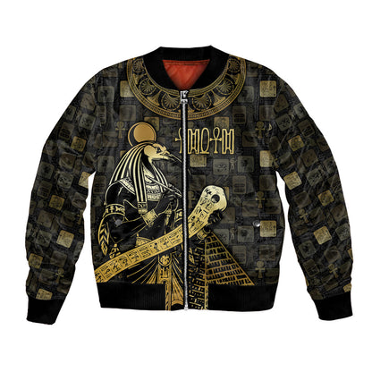 Egyptian God Thoth Bomber Jacket Ancient Mythology Ibis Wisdom Hieroglyphic