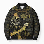 Egyptian God Thoth Bomber Puffer Jacket Ancient Mythology Ibis Wisdom Hieroglyphic