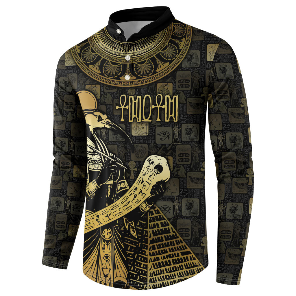 Egyptian God Thoth Button Sweatshirt Ancient Mythology Ibis Wisdom Hieroglyphic
