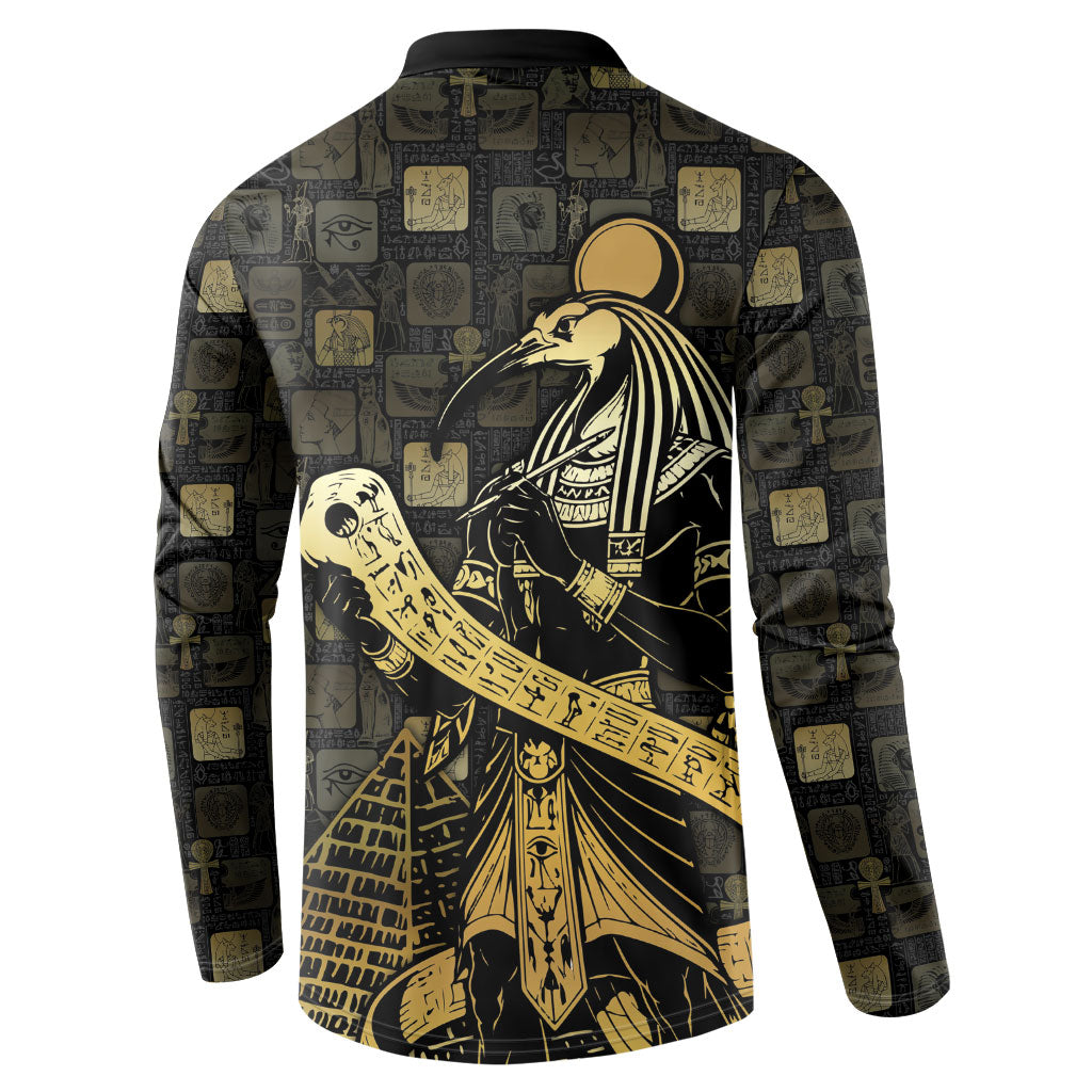Egyptian God Thoth Button Sweatshirt Ancient Mythology Ibis Wisdom Hieroglyphic