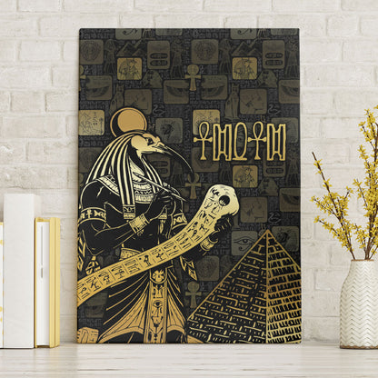 Egyptian God Thoth Canvas Wall Art Ancient Mythology Ibis Wisdom Hieroglyphic