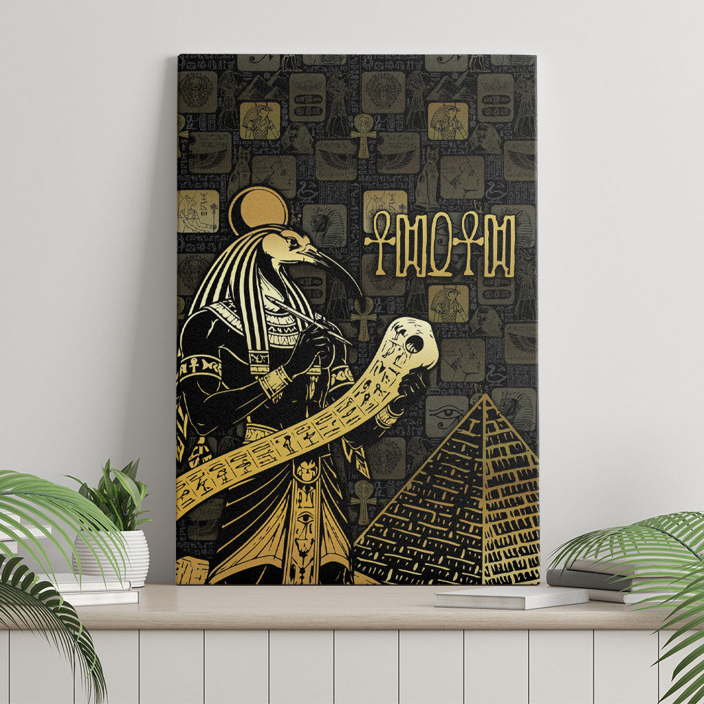 Egyptian God Thoth Canvas Wall Art Ancient Mythology Ibis Wisdom Hieroglyphic