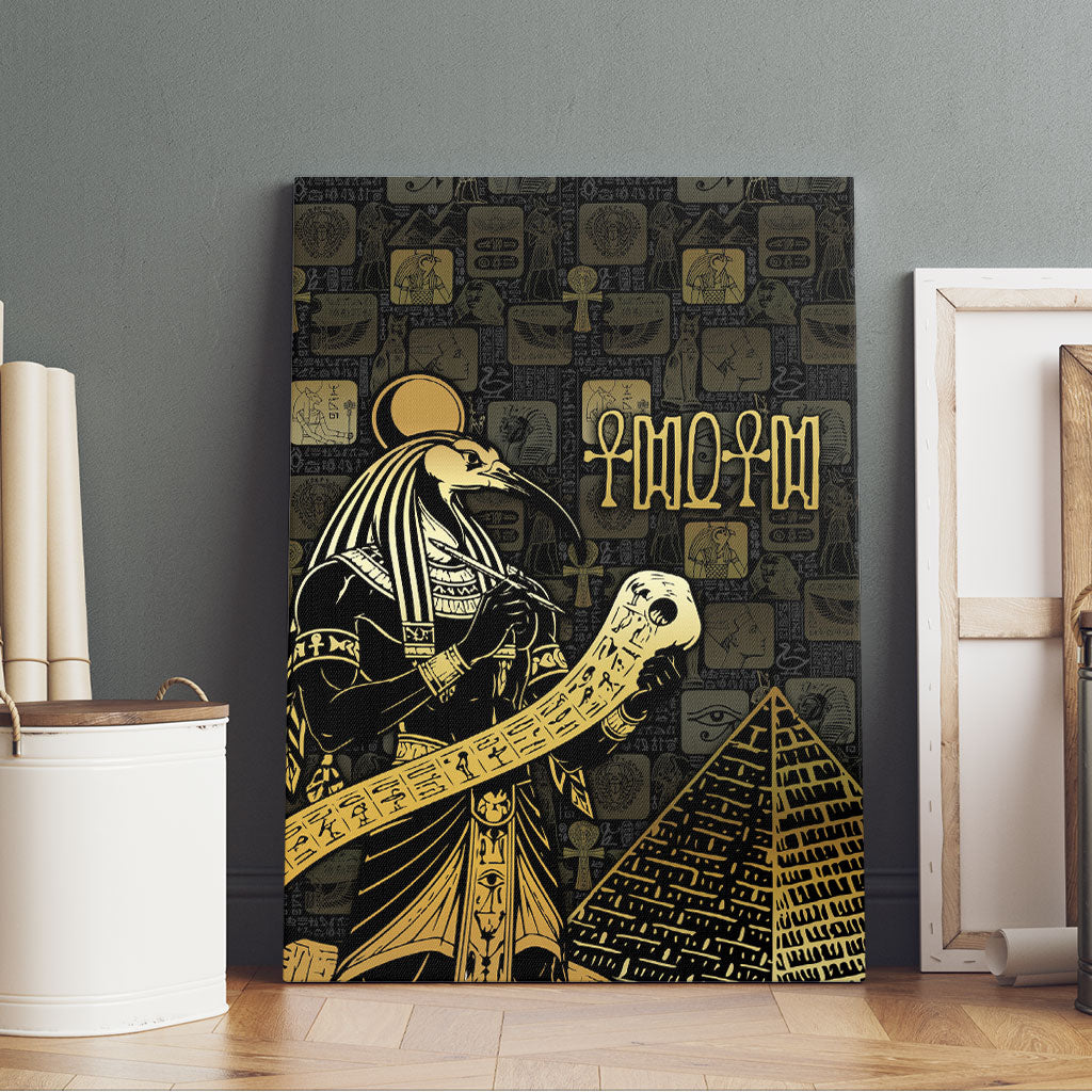 Egyptian God Thoth Canvas Wall Art Ancient Mythology Ibis Wisdom Hieroglyphic