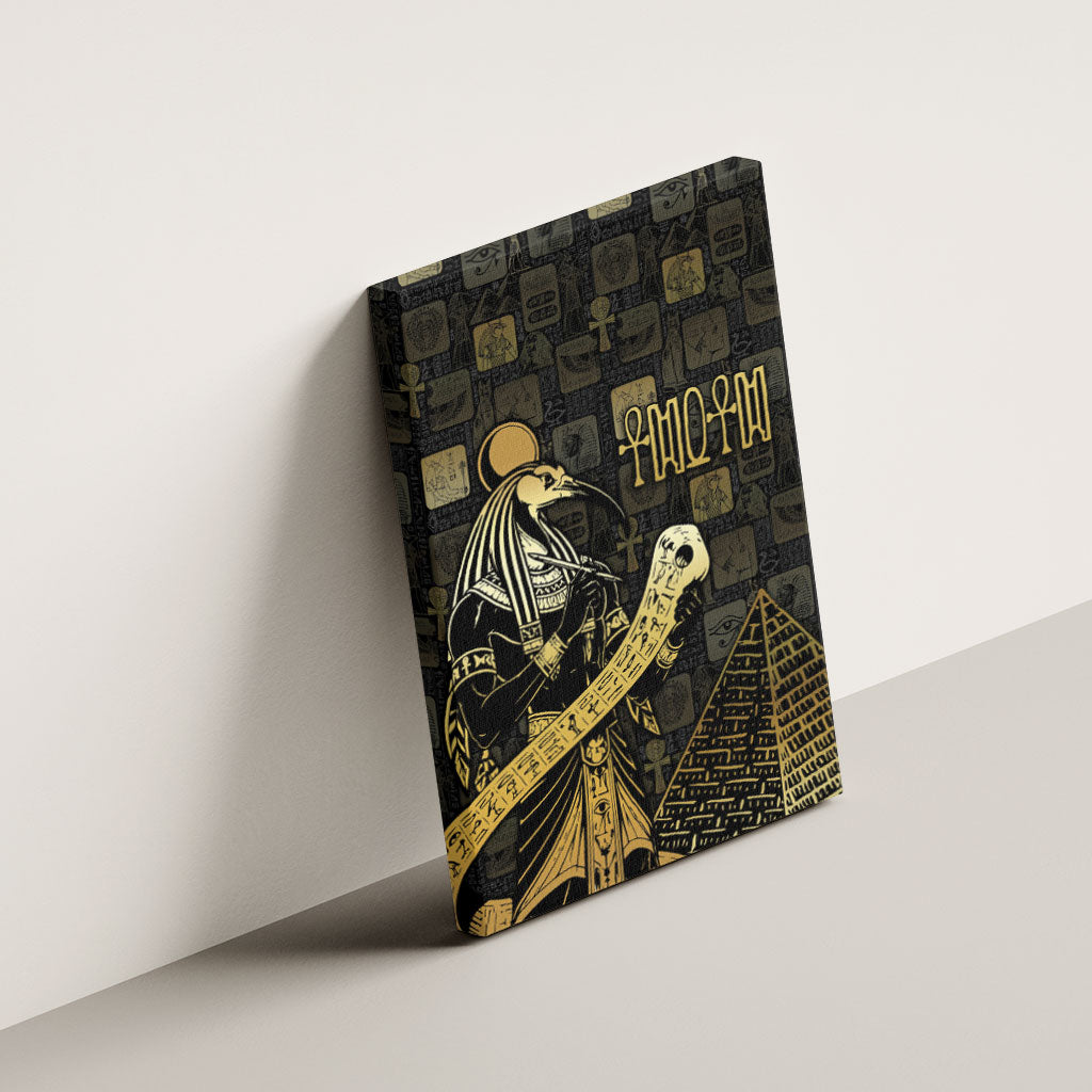 Egyptian God Thoth Canvas Wall Art Ancient Mythology Ibis Wisdom Hieroglyphic