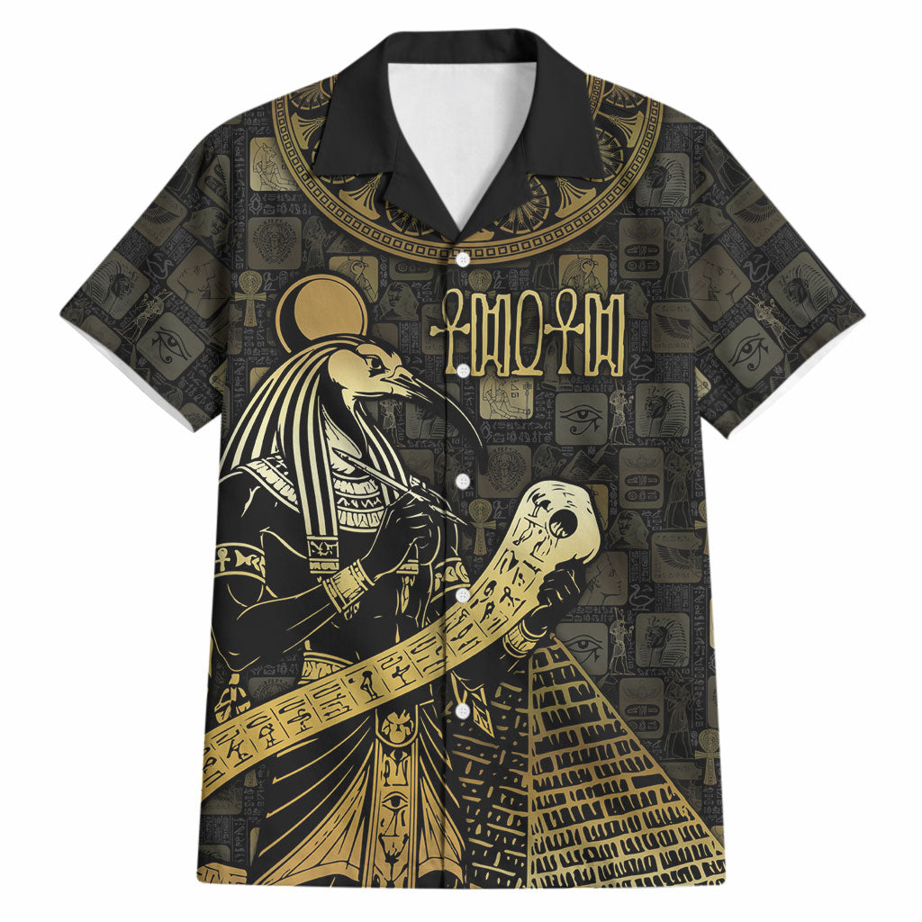 Egyptian God Thoth Hawaiian Shirt Ancient Mythology Ibis Wisdom Hieroglyphic
