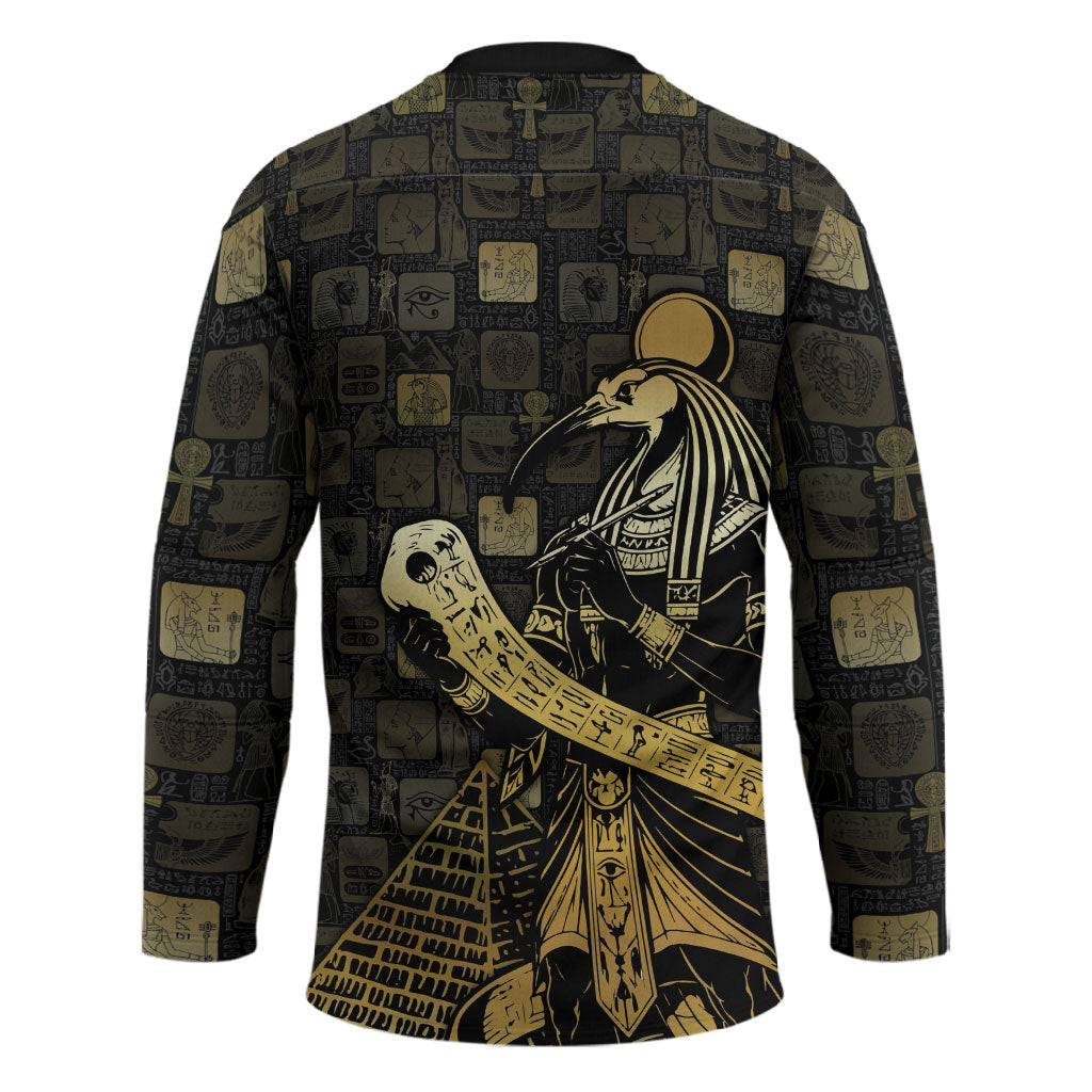 Egyptian God Thoth Hockey Jersey Ancient Mythology Ibis Wisdom Hieroglyphic