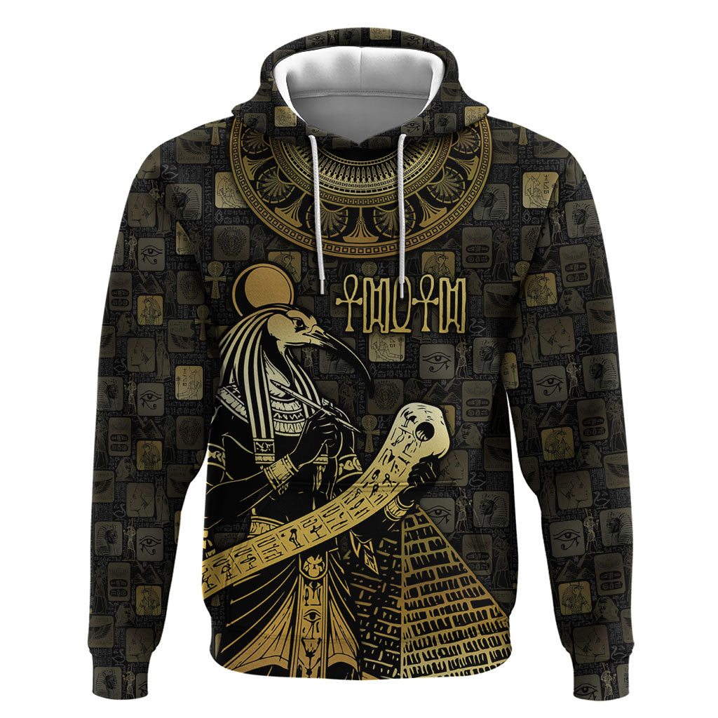 Egyptian God Thoth Hoodie Ancient Mythology Ibis Wisdom Hieroglyphic