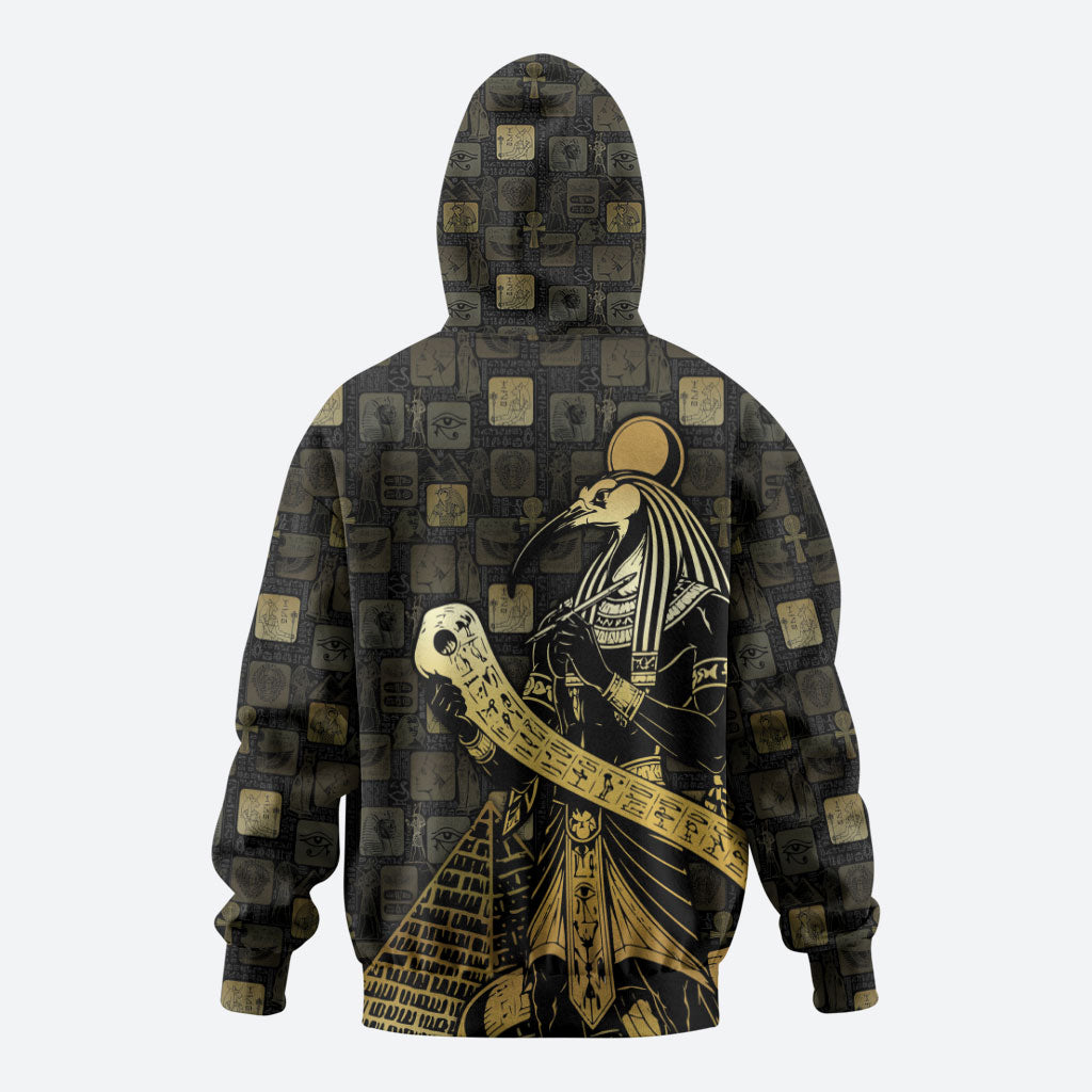 Egyptian God Thoth Hoodie Ancient Mythology Ibis Wisdom Hieroglyphic