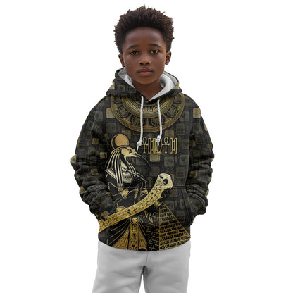 Egyptian God Thoth Kid Hoodie Ancient Mythology Ibis Wisdom Hieroglyphic