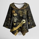Egyptian God Thoth Kimono Sleeve Blouse Ancient Mythology Ibis Wisdom Hieroglyphic