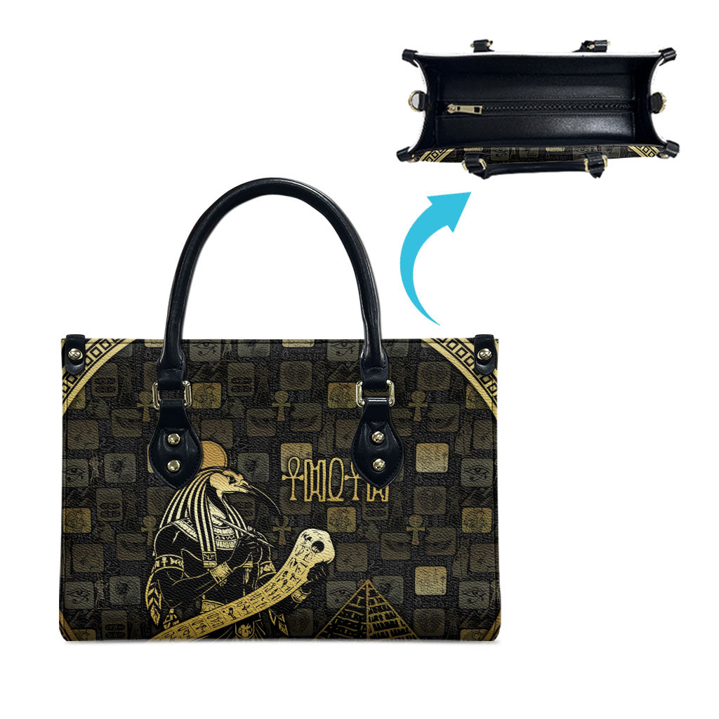 Egyptian God Thoth Leather Bag Ancient Mythology Ibis Wisdom Hieroglyphic