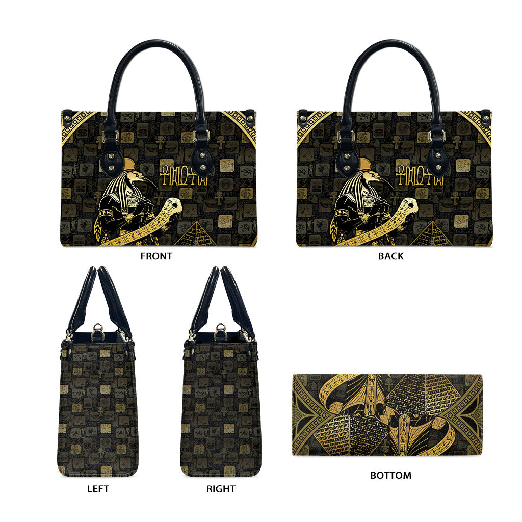 Egyptian God Thoth Leather Bag Ancient Mythology Ibis Wisdom Hieroglyphic