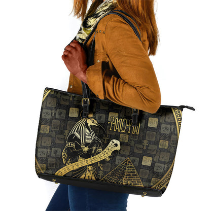 Egyptian God Thoth Leather Tote Bag Ancient Mythology Ibis Wisdom Hieroglyphic