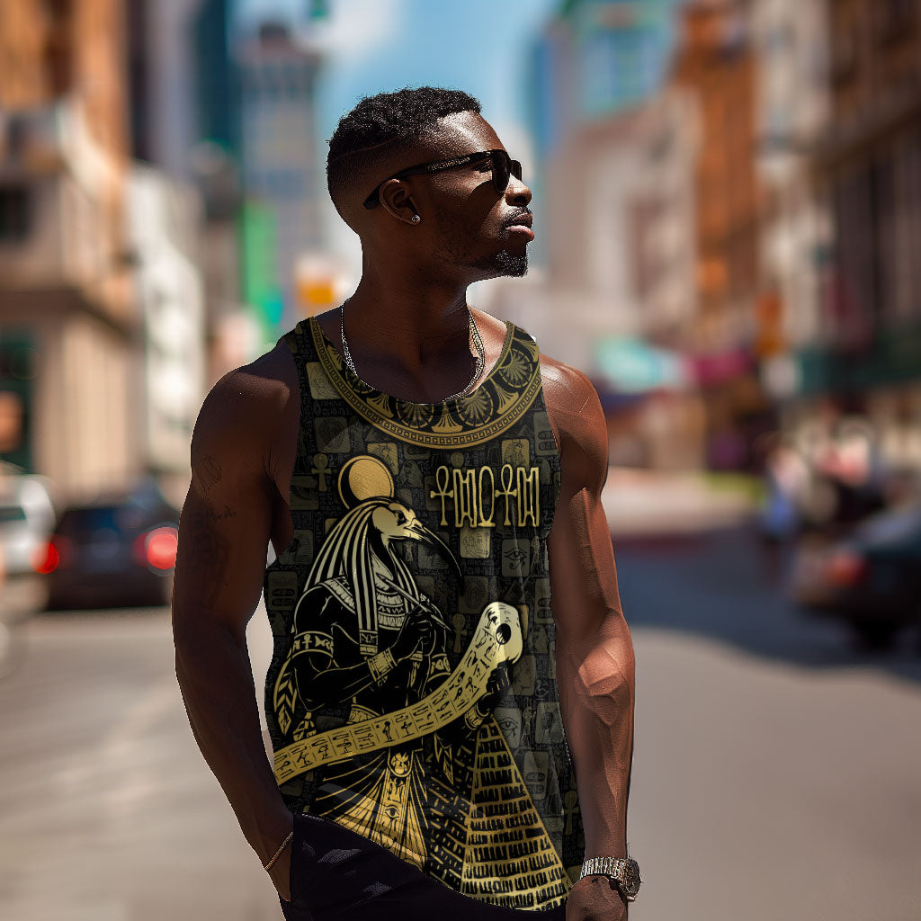 Egyptian God Thoth Men Tank Top Ancient Mythology Ibis Wisdom Hieroglyphic