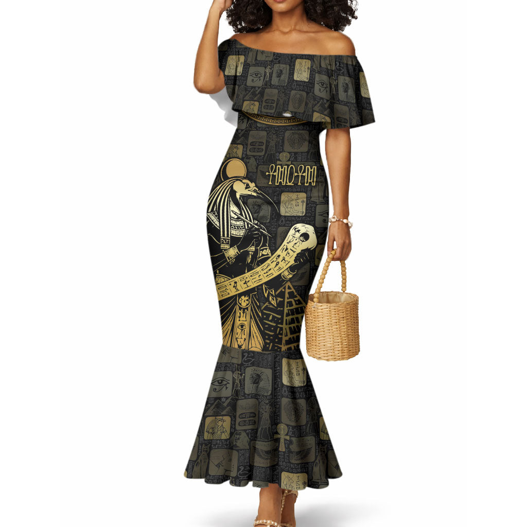 Egyptian God Thoth Mermaid Dress Ancient Mythology Ibis Wisdom Hieroglyphic