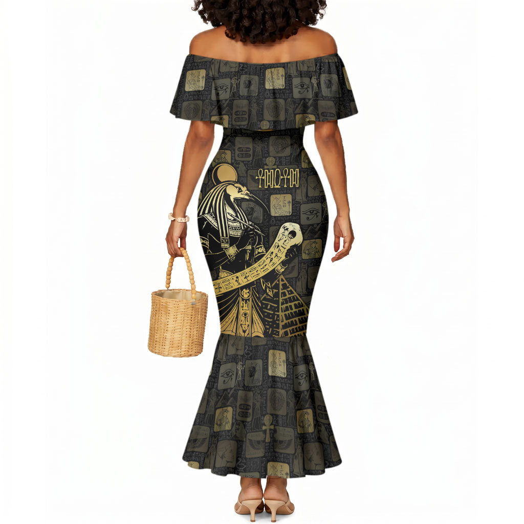 Egyptian God Thoth Mermaid Dress Ancient Mythology Ibis Wisdom Hieroglyphic