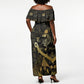 Egyptian God Thoth Off Shoulder Maxi Dress Ancient Mythology Ibis Wisdom Hieroglyphic