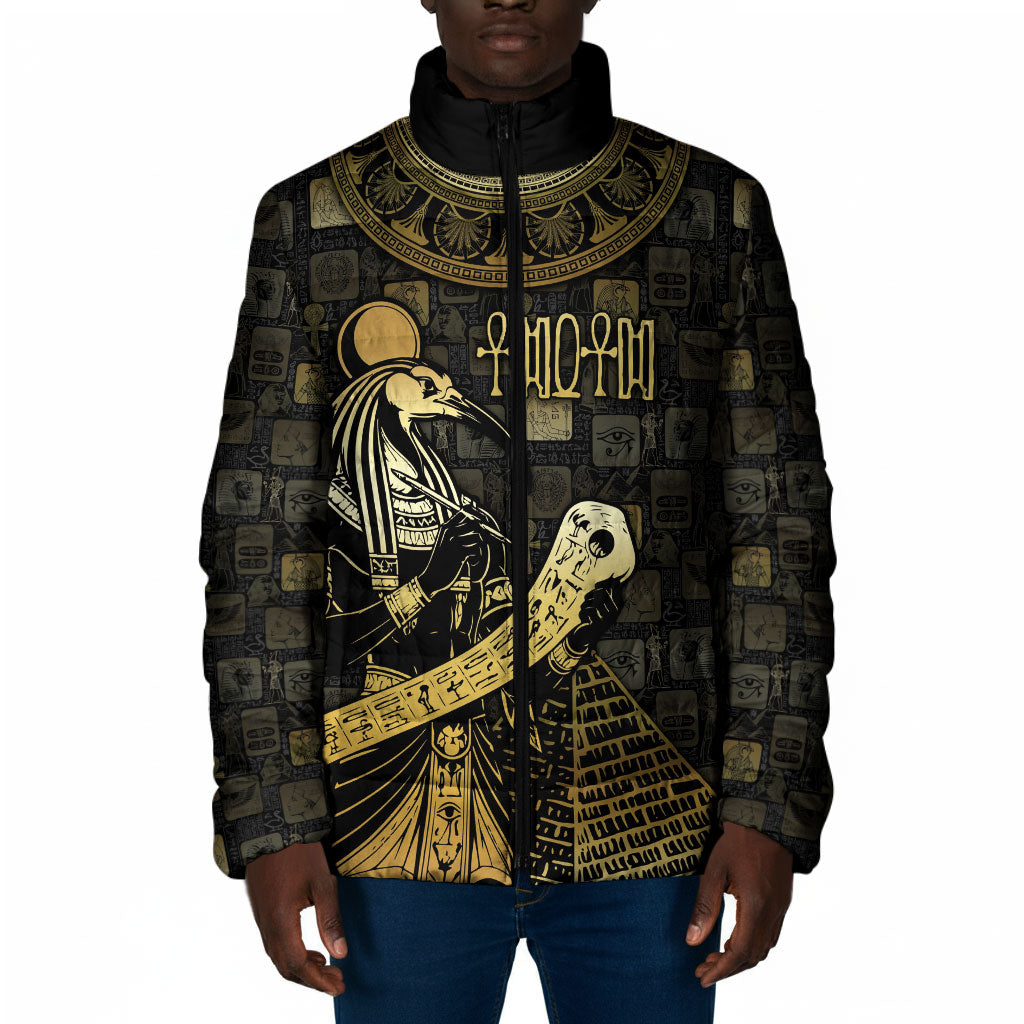 Egyptian God Thoth Padded Jacket Ancient Mythology Ibis Wisdom Hieroglyphic
