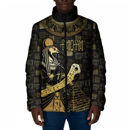 Egyptian God Thoth Padded Jacket Ancient Mythology Ibis Wisdom Hieroglyphic