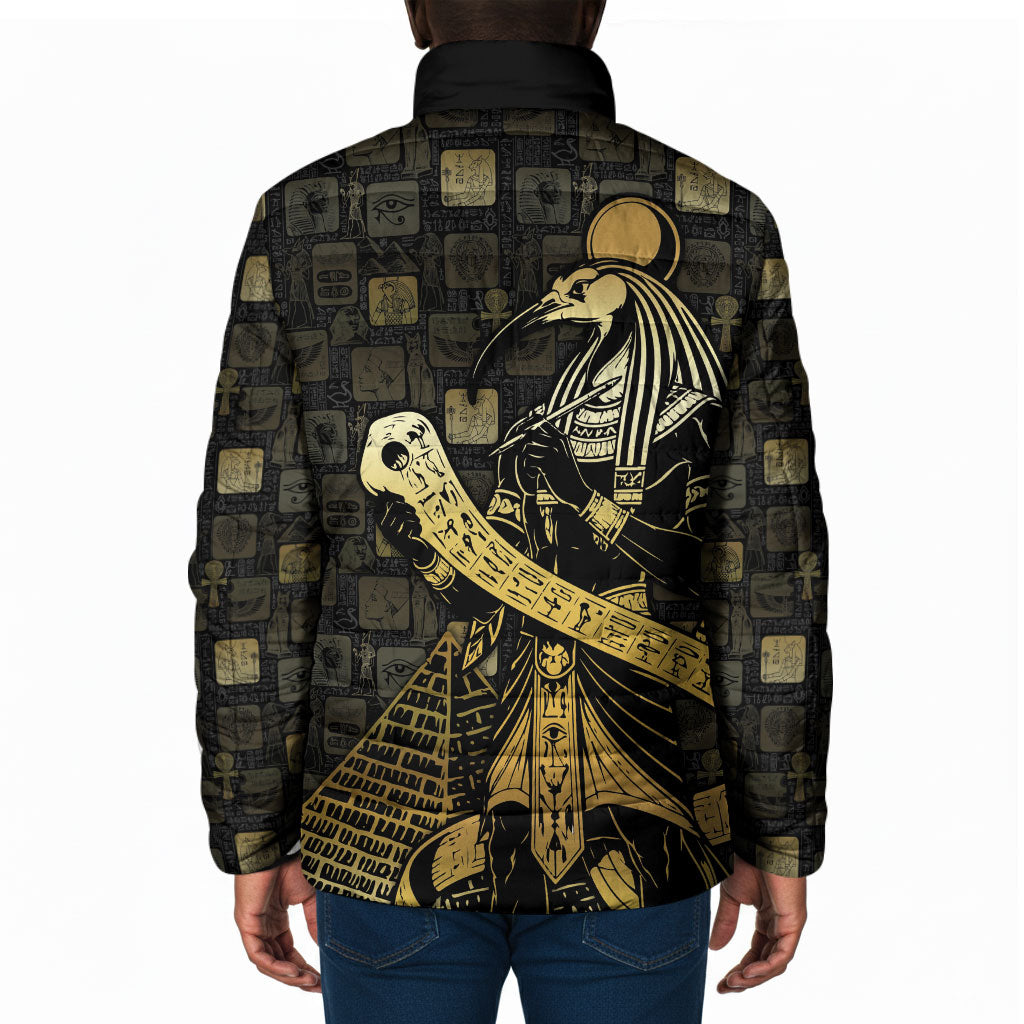 Egyptian God Thoth Padded Jacket Ancient Mythology Ibis Wisdom Hieroglyphic