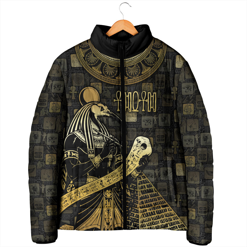 Egyptian God Thoth Padded Jacket Ancient Mythology Ibis Wisdom Hieroglyphic