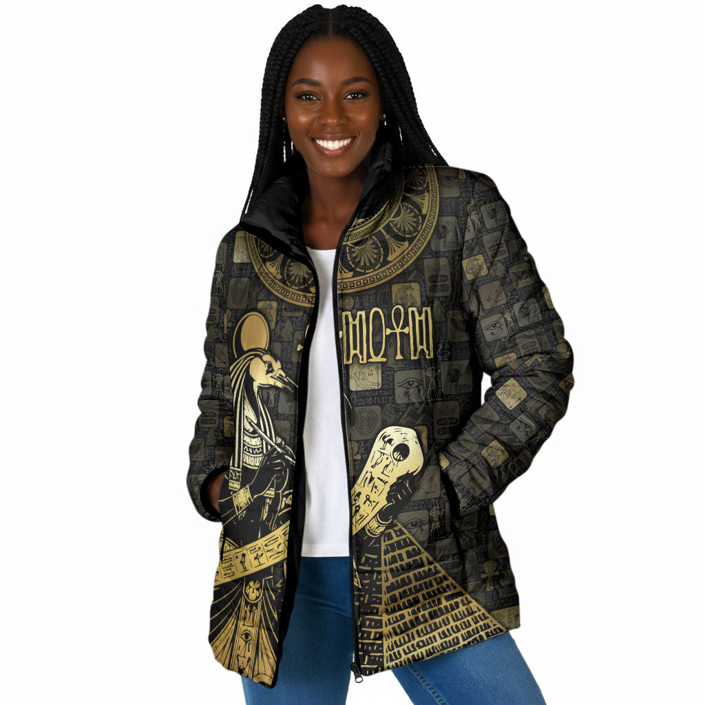 Egyptian God Thoth Padded Jacket Ancient Mythology Ibis Wisdom Hieroglyphic
