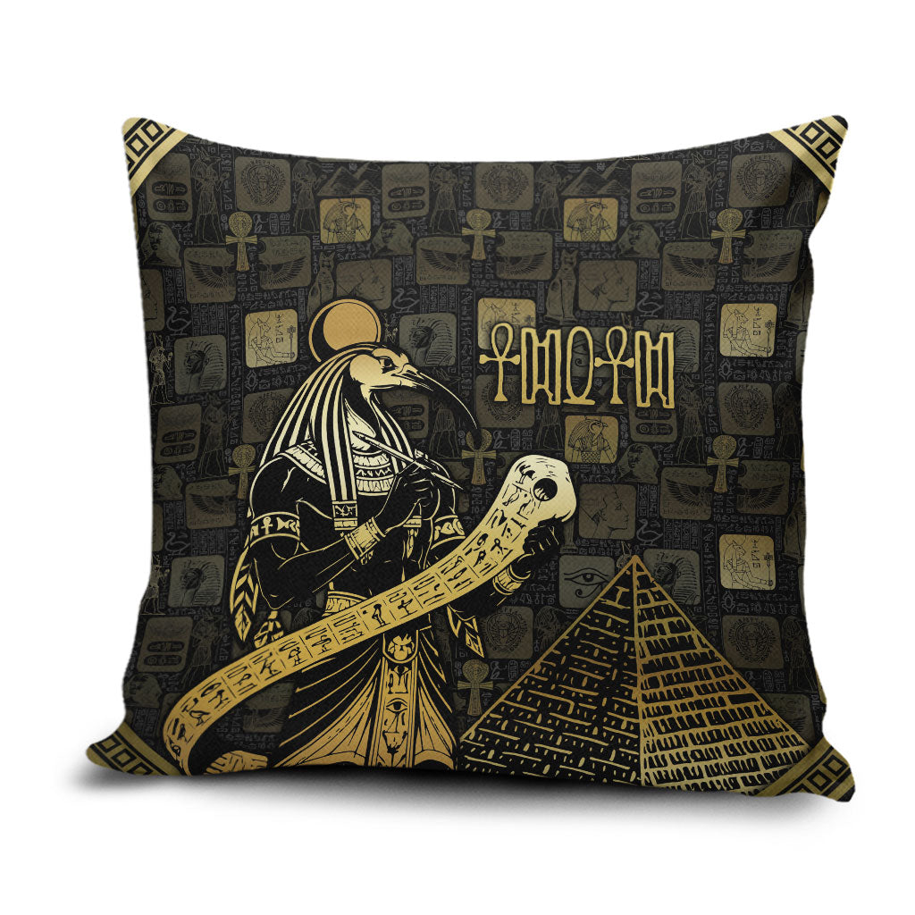 Egyptian God Thoth Pillow Cover Ancient Mythology Ibis Wisdom Hieroglyphic