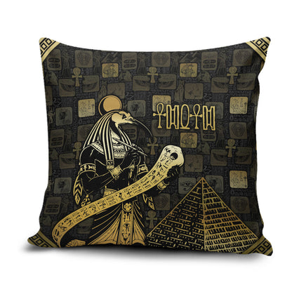 Egyptian God Thoth Pillow Cover Ancient Mythology Ibis Wisdom Hieroglyphic