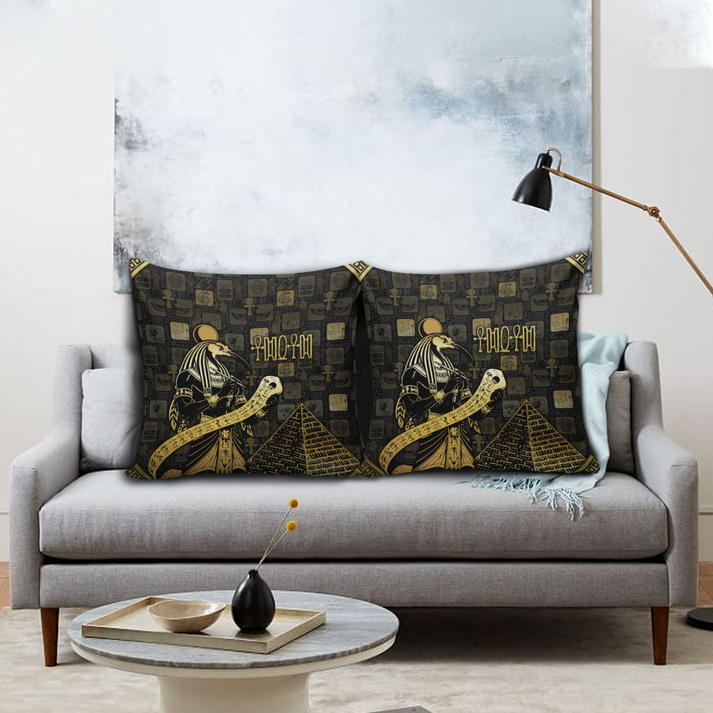 Egyptian God Thoth Pillow Cover Ancient Mythology Ibis Wisdom Hieroglyphic