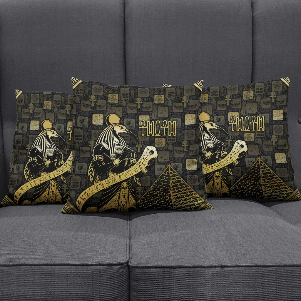 Egyptian God Thoth Pillow Cover Ancient Mythology Ibis Wisdom Hieroglyphic