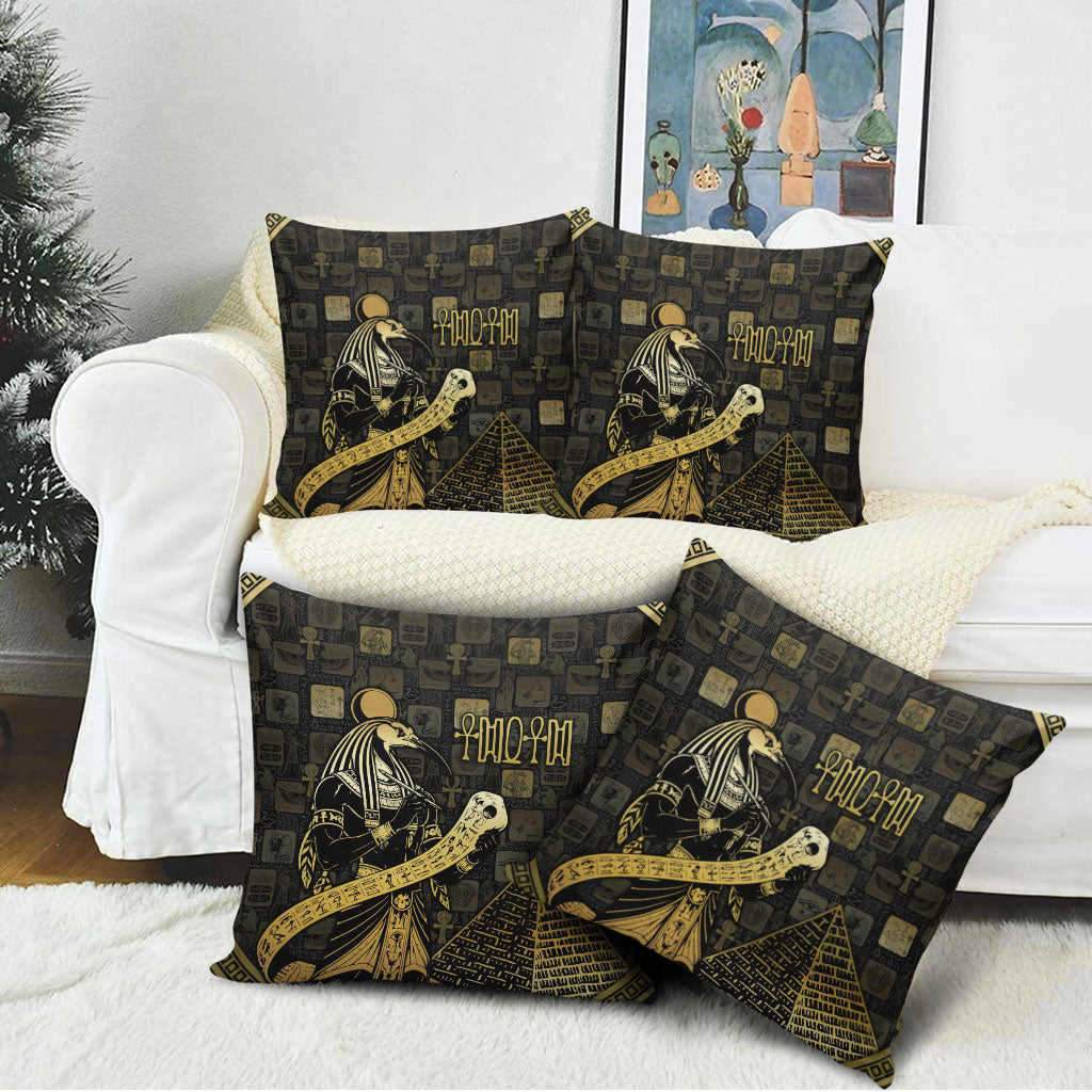 Egyptian God Thoth Pillow Cover Ancient Mythology Ibis Wisdom Hieroglyphic