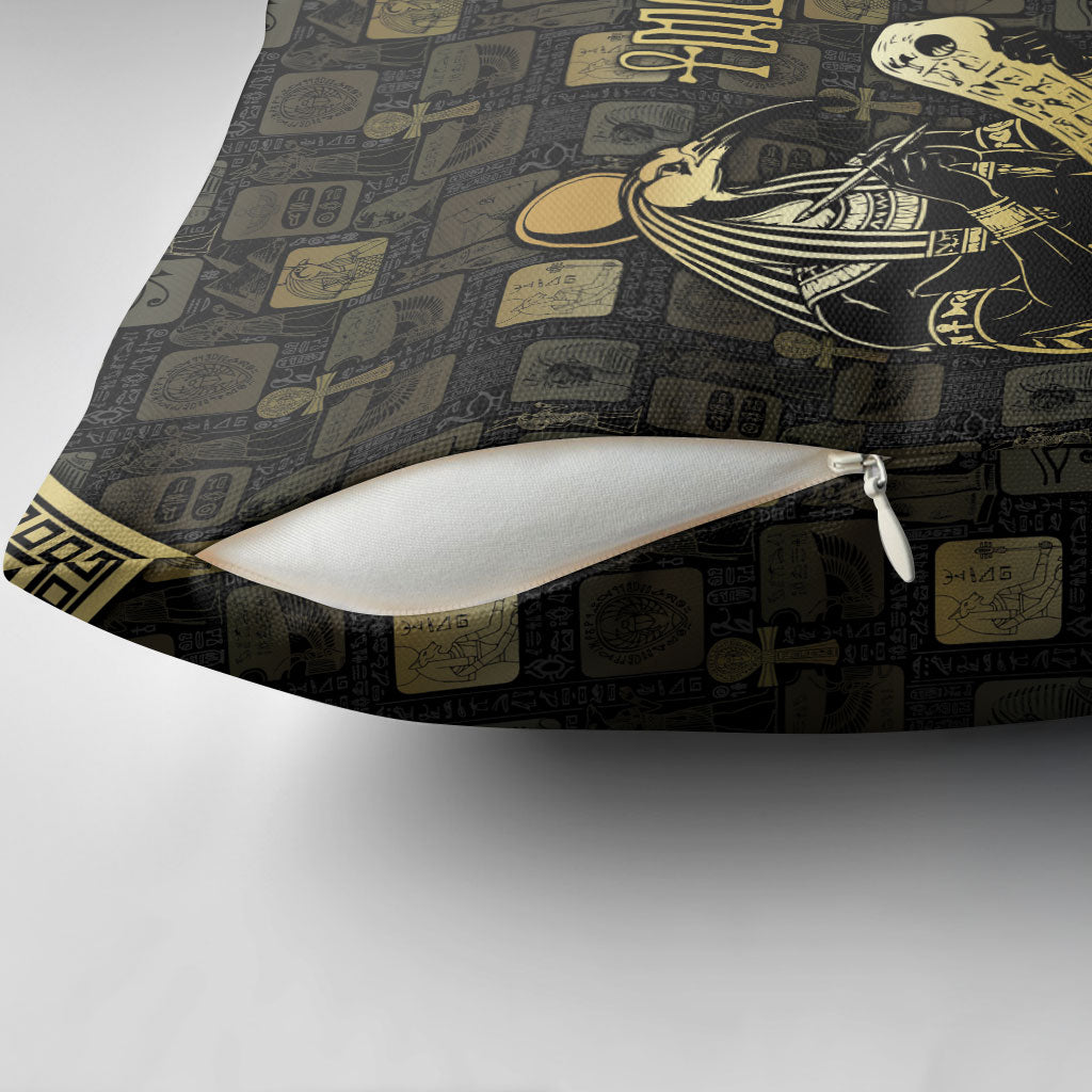 Egyptian God Thoth Pillow Cover Ancient Mythology Ibis Wisdom Hieroglyphic