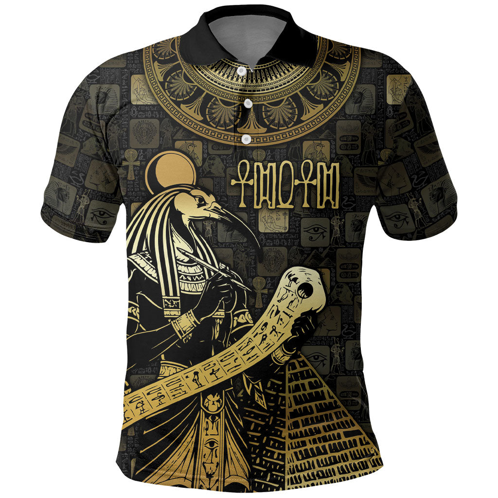 Egyptian God Thoth Polo Shirt Ancient Mythology Ibis Wisdom Hieroglyphic