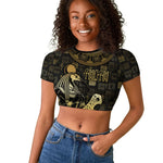 Egyptian God Thoth Raglan Cropped T shirt Ancient Mythology Ibis Wisdom Hieroglyphic