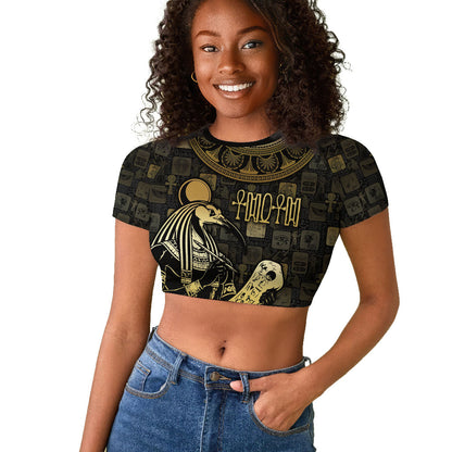 Egyptian God Thoth Raglan Cropped T shirt Ancient Mythology Ibis Wisdom Hieroglyphic