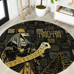 Egyptian God Thoth Round Carpet Ancient Mythology Ibis Wisdom Hieroglyphic