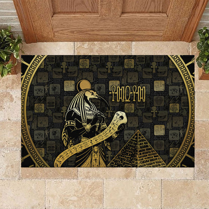 Egyptian God Thoth Rubber Doormat Ancient Mythology Ibis Wisdom Hieroglyphic