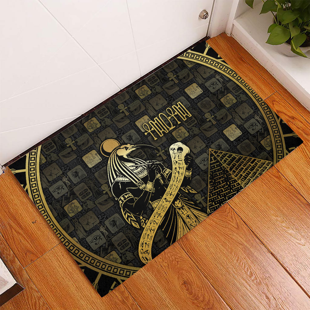 Egyptian God Thoth Rubber Doormat Ancient Mythology Ibis Wisdom Hieroglyphic