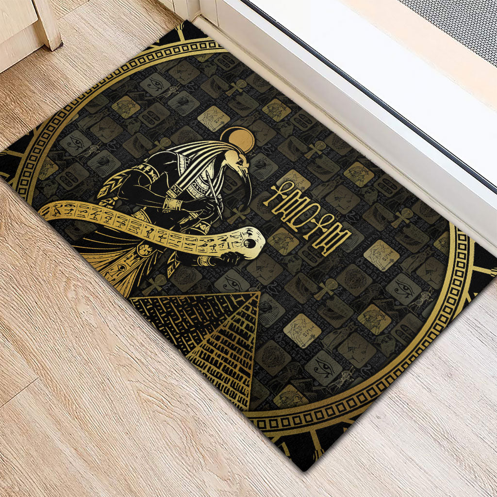 Egyptian God Thoth Rubber Doormat Ancient Mythology Ibis Wisdom Hieroglyphic