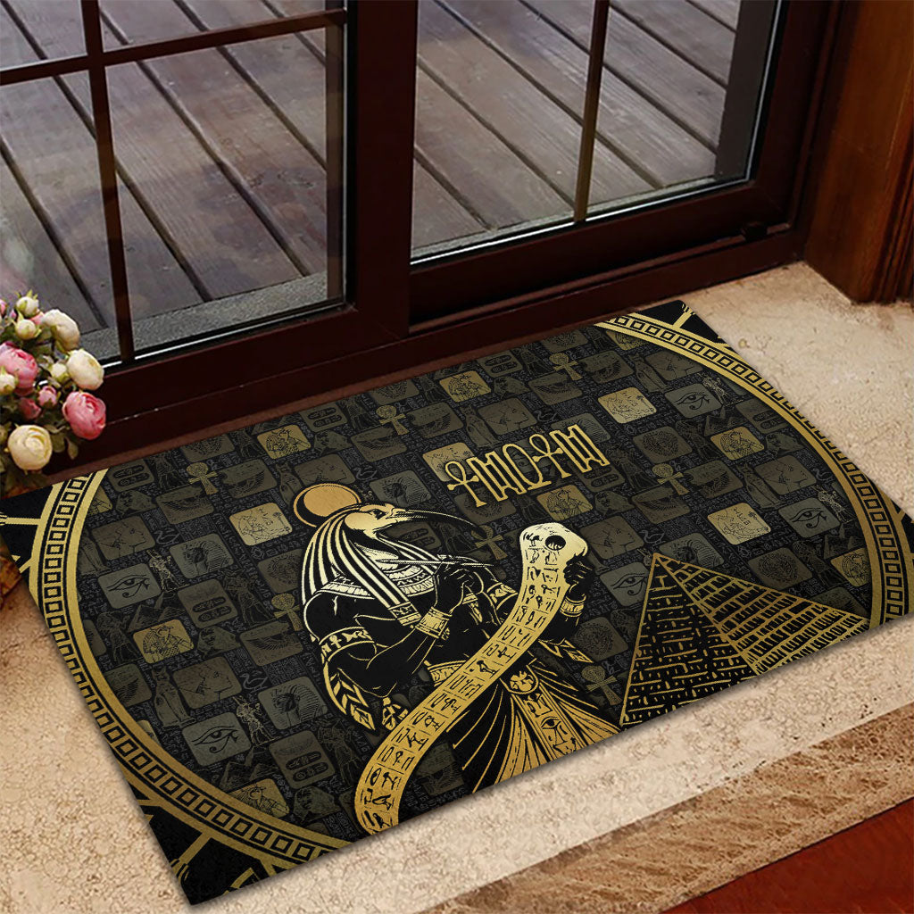Egyptian God Thoth Rubber Doormat Ancient Mythology Ibis Wisdom Hieroglyphic