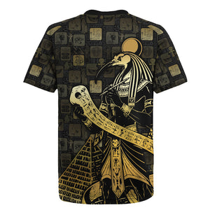 Egyptian God Thoth Rugby Jersey Ancient Mythology Ibis Wisdom Hieroglyphic