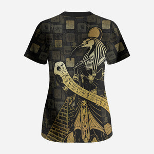 Egyptian God Thoth Scrub Top Ancient Mythology Ibis Wisdom Hieroglyphic