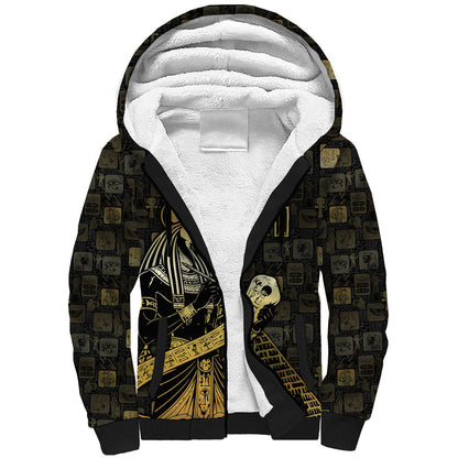 Egyptian God Thoth Sherpa Hoodie Ancient Mythology Ibis Wisdom Hieroglyphic