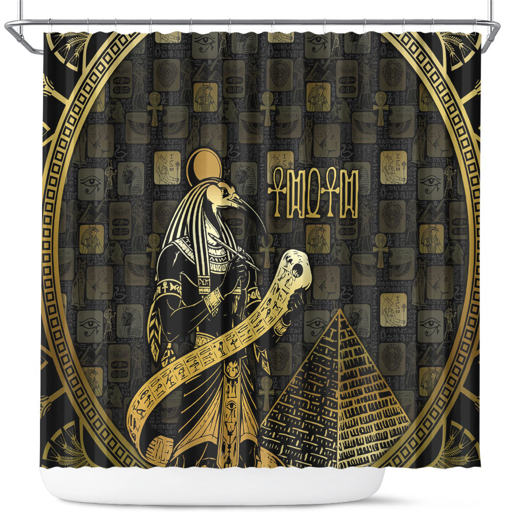 Egyptian God Thoth Shower Curtain Ancient Mythology Ibis Wisdom Hieroglyphic