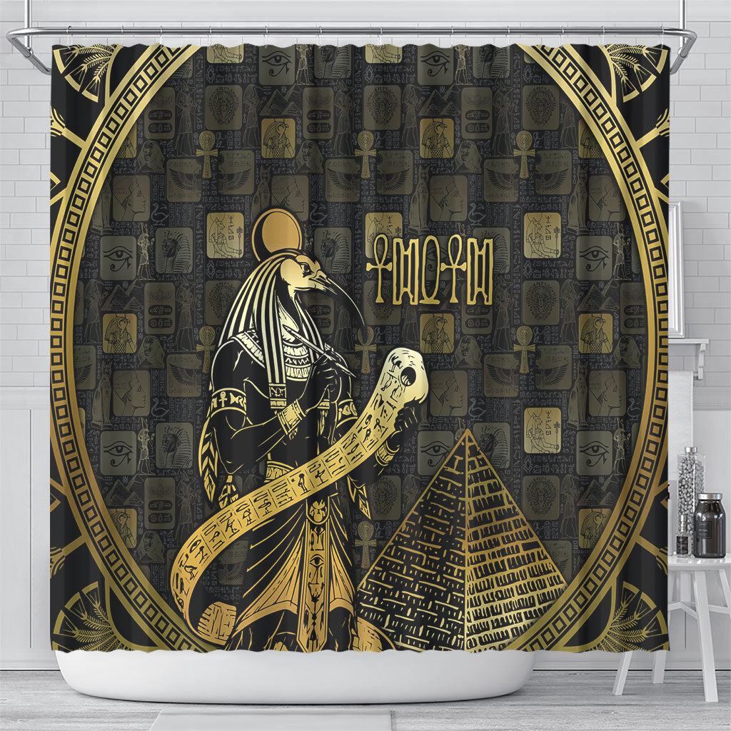 Egyptian God Thoth Shower Curtain Ancient Mythology Ibis Wisdom Hieroglyphic