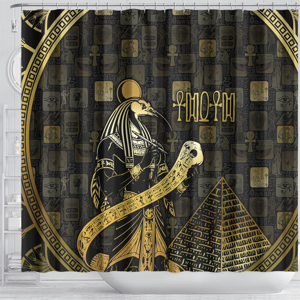 Egyptian God Thoth Shower Curtain Ancient Mythology Ibis Wisdom Hieroglyphic