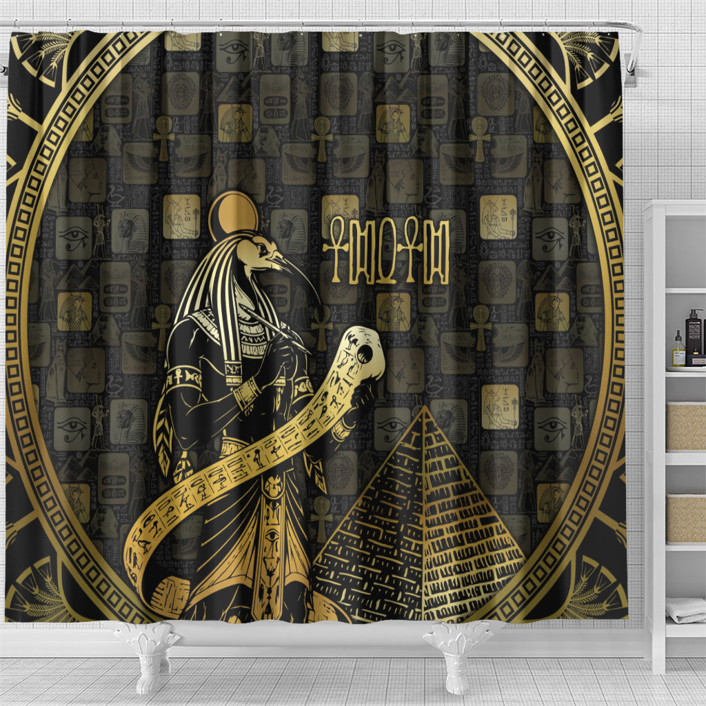 Egyptian God Thoth Shower Curtain Ancient Mythology Ibis Wisdom Hieroglyphic