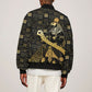 Egyptian God Thoth Sleeve Zip Bomber Jacket Ancient Mythology Ibis Wisdom Hieroglyphic