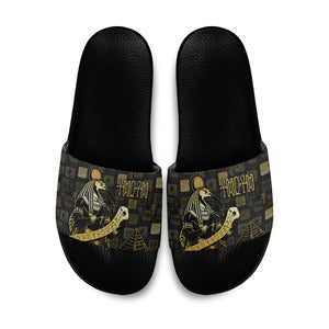 Egyptian God Thoth Slide Sandals Ancient Mythology Ibis Wisdom Hieroglyphic
