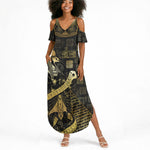 Egyptian God Thoth Summer Maxi Dress Ancient Mythology Ibis Wisdom Hieroglyphic